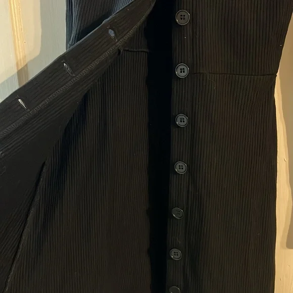 Reformation Jeans Black Ribbed Button-Front Long Sleeve Dress – XS - Picture 4 of 6